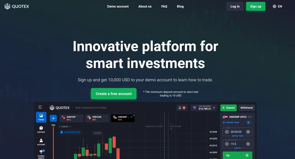 Qxbroker website screenshot