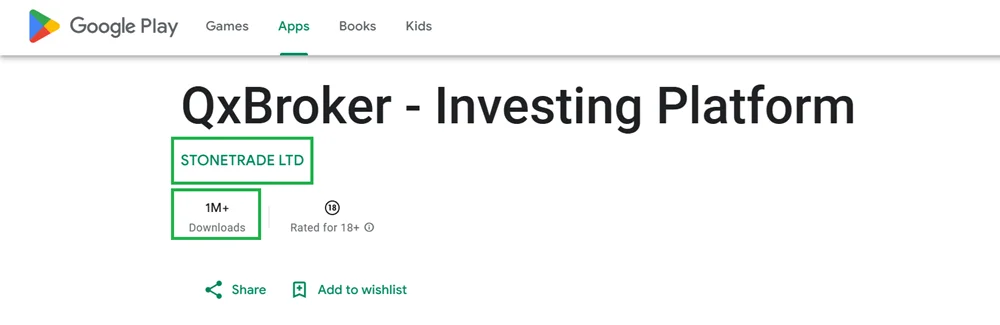 the official name of the Quotex platform on Google play